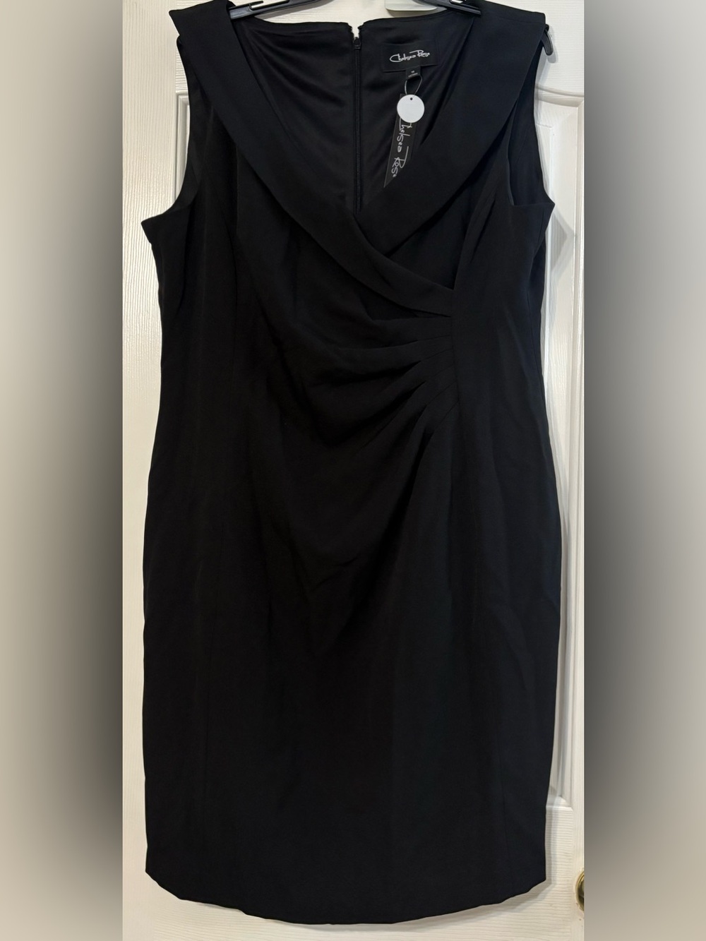 Chelsea Rose Black Draped Midi Dress